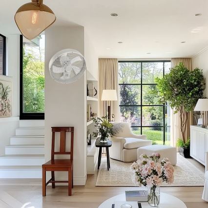 ZEVENTI - Zidni ventilator FANNY 50W/230V prečnika 45 cm mat hrom + daljinski upravljač