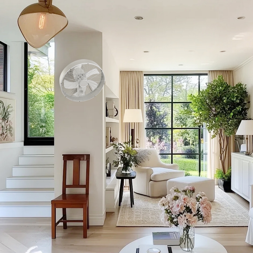 ZEVENTI - Zidni ventilator FANNY 50W/230V prečnika 45 cm mat hrom + daljinski upravljač