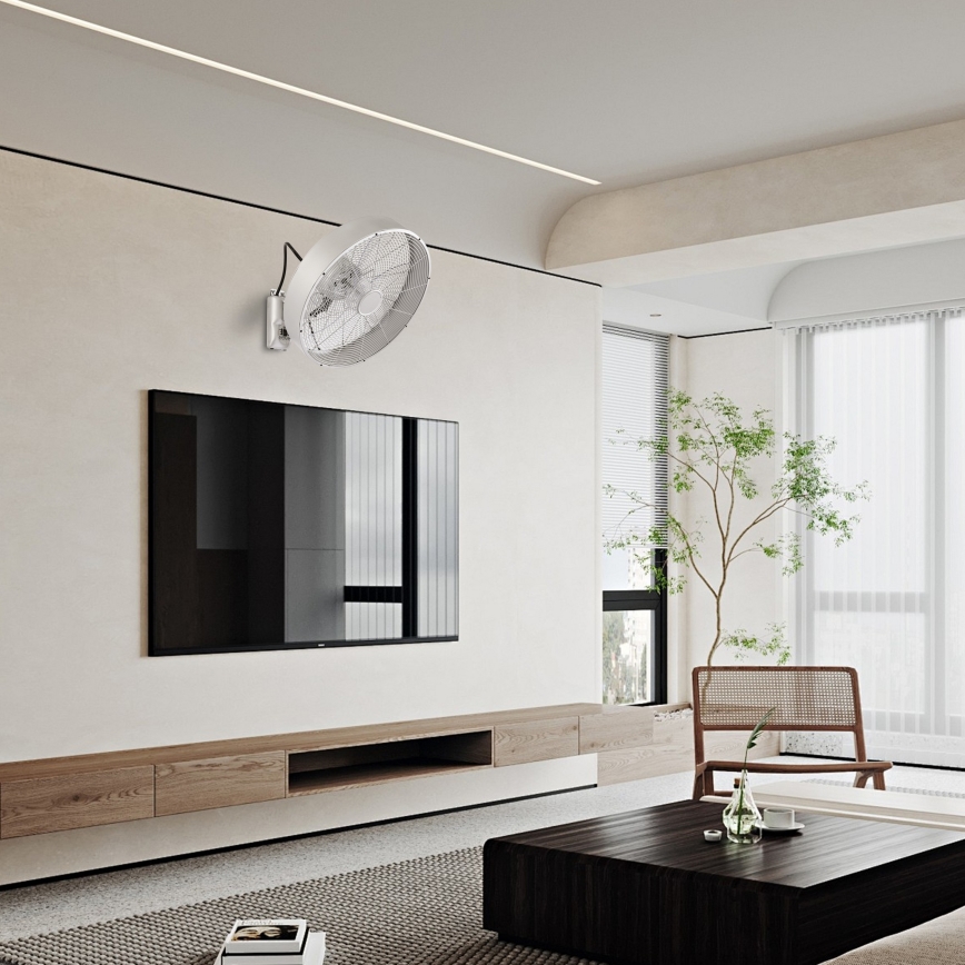 ZEVENTI - Zidni ventilator FANNY 50W/230V prečnika 45 cm mat hrom + daljinski upravljač