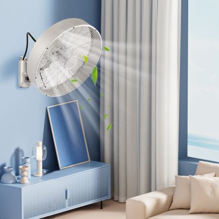 ZEVENTI - Zidni ventilator FANNY 50W/230V prečnika 45 cm mat hrom + daljinski upravljač