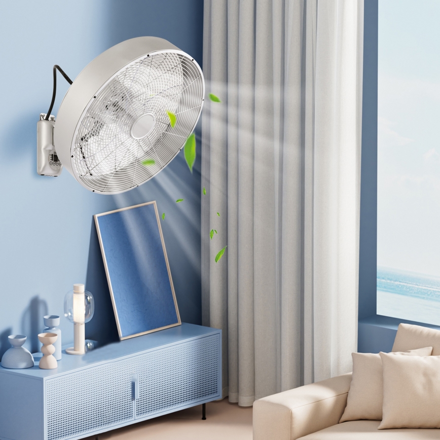 ZEVENTI - Zidni ventilator FANNY 50W/230V prečnika 45 cm mat hrom + daljinski upravljač