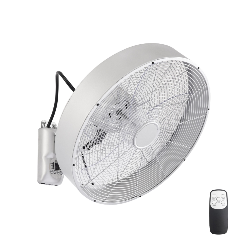 ZEVENTI - Zidni ventilator FANNY 50W/230V prečnika 45 cm mat hrom + daljinski upravljač