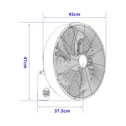 ZEVENTI - Zidni ventilator FANNY 50W/230V prečnika 45 cm mat hrom + daljinski upravljač