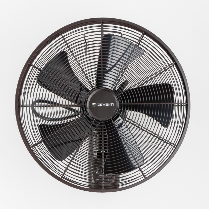 ZEVENTI - Zidni ventilator FREEZE 50W/230V, prečnik 40 cm, crna/smeđa + daljinski upravljač