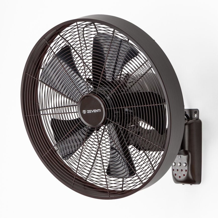 ZEVENTI - Zidni ventilator FREEZE 50W/230V, prečnik 40 cm, crna/smeđa + daljinski upravljač