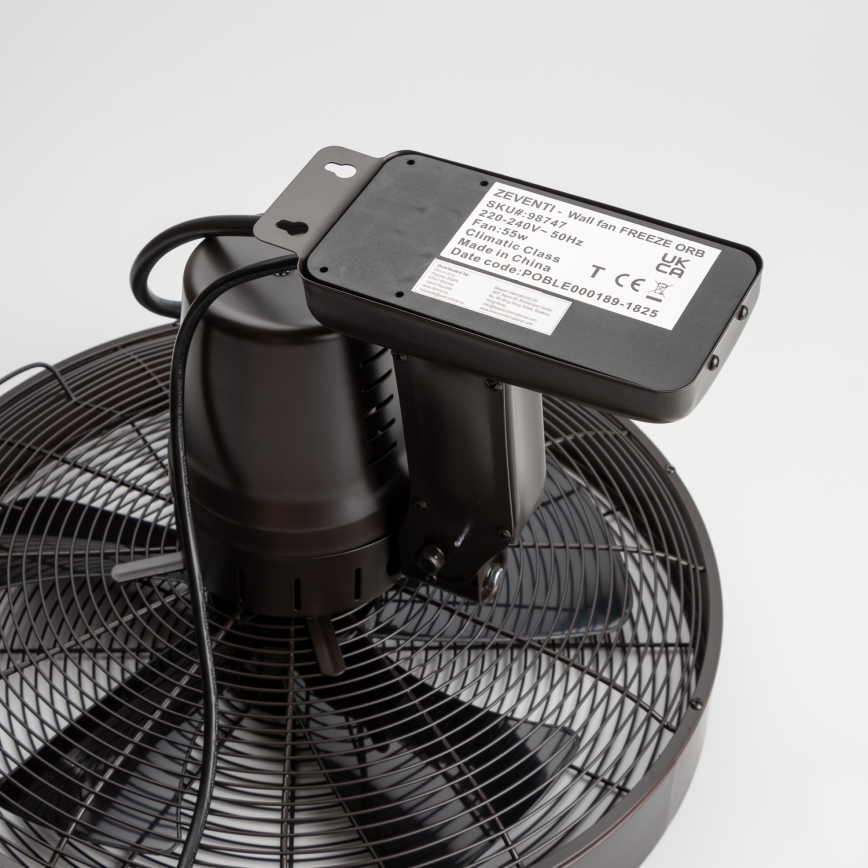 ZEVENTI - Zidni ventilator FREEZE 50W/230V, prečnik 40 cm, crna/smeđa + daljinski upravljač