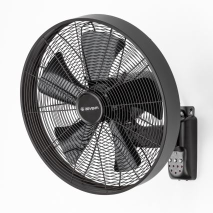 ZEVENTI - Zidni ventilator FREEZE 50W/230V, prečnik 45 cm, crna + daljinski upravljač