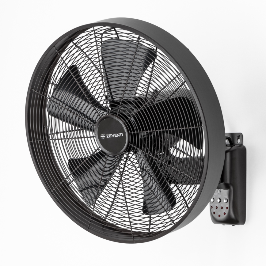 ZEVENTI - Zidni ventilator FREEZE 50W/230V prečnika 40 cm, crni + daljinski upravljač