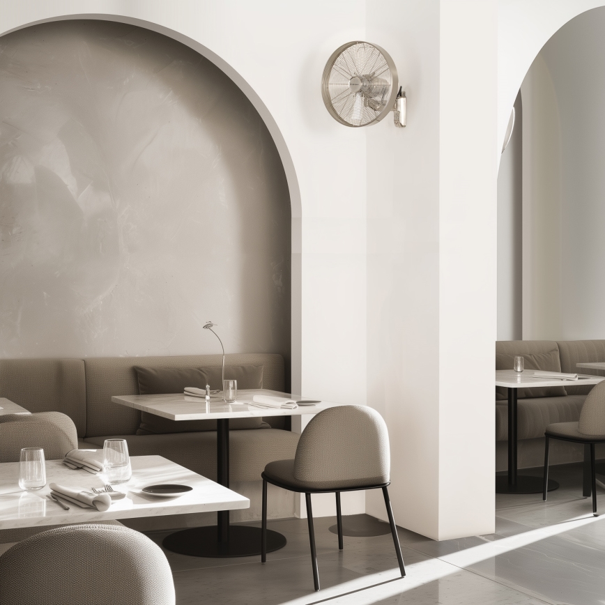 ZEVENTI - Zidni ventilator FREEZE 50W/230V, prečnik 40 cm, mat hrom + daljinski upravljač