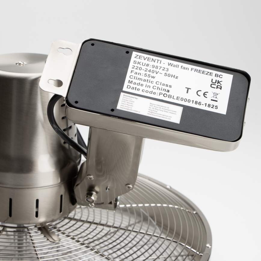 ZEVENTI - Zidni ventilator FREEZE 50W/230V, prečnik 40 cm, mat hrom + daljinski upravljač