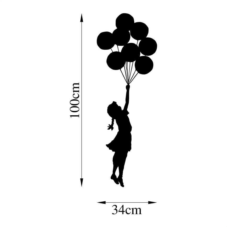 Zidna dekoracija 100x34 cm devojka metal
