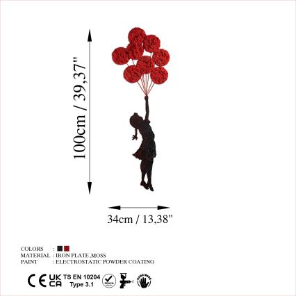 Zidna dekoracija 100x34 cm devojka metal/mahovina