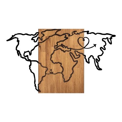 Zidna dekoracija 118x70 cm mapa drvo/metal