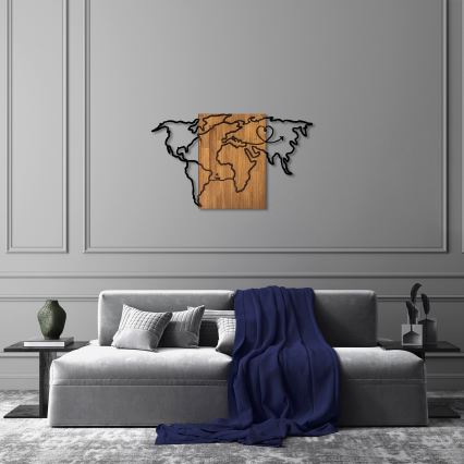 Zidna dekoracija 118x70 cm mapa drvo/metal