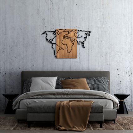 Zidna dekoracija 118x70 cm mapa drvo/metal