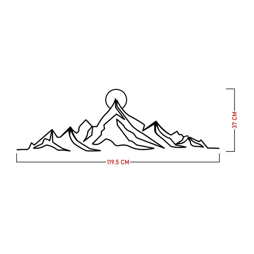 Zidna dekoracija 119,5x37 cm – planinski motiv, metal