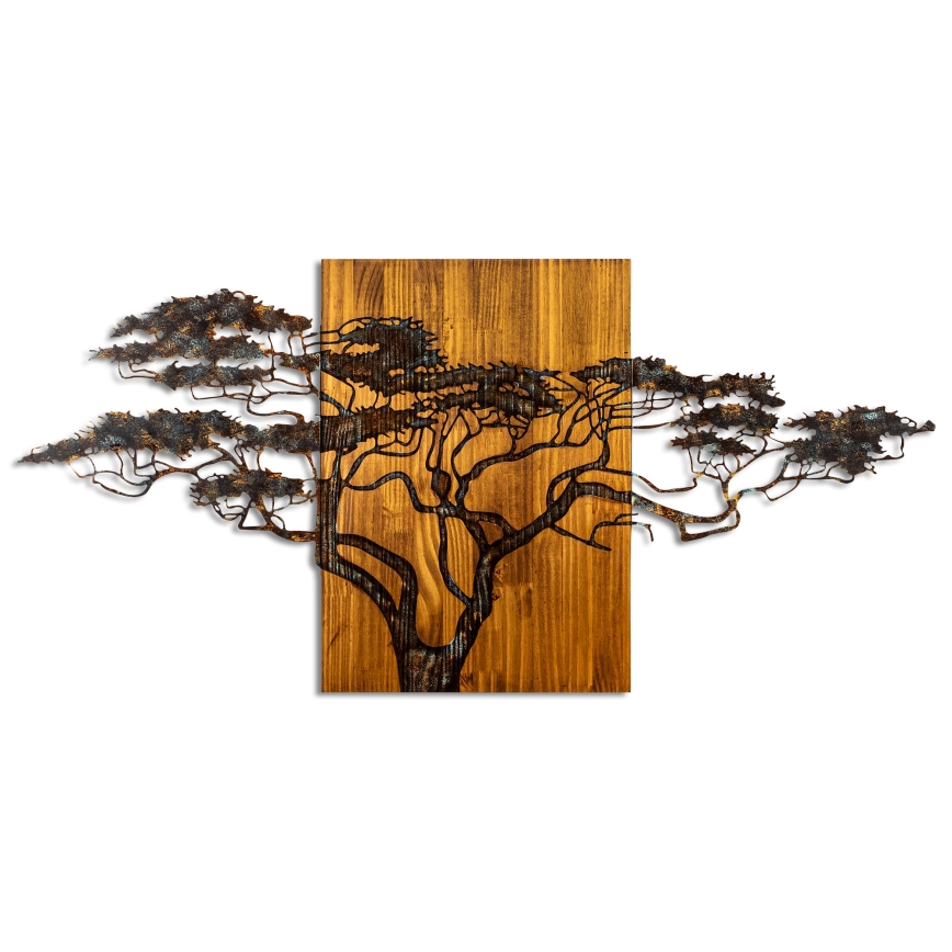 Zidna dekoracija 144x70 cm, stablo, drvo/metal