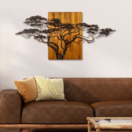Zidna dekoracija 144x70 cm, stablo, drvo/metal