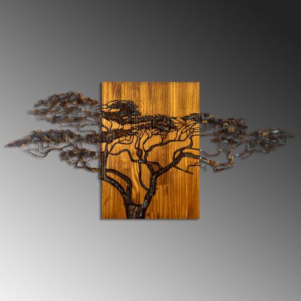 Zidna dekoracija 144x70 cm, stablo, drvo/metal