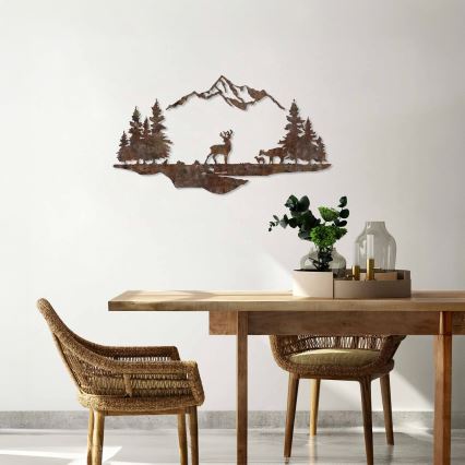 Zidna dekoracija, 2 kom., 70x38 cm, jelen, metal/braon