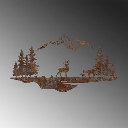 Zidna dekoracija, 2 kom., 70x38 cm, jelen, metal/braon