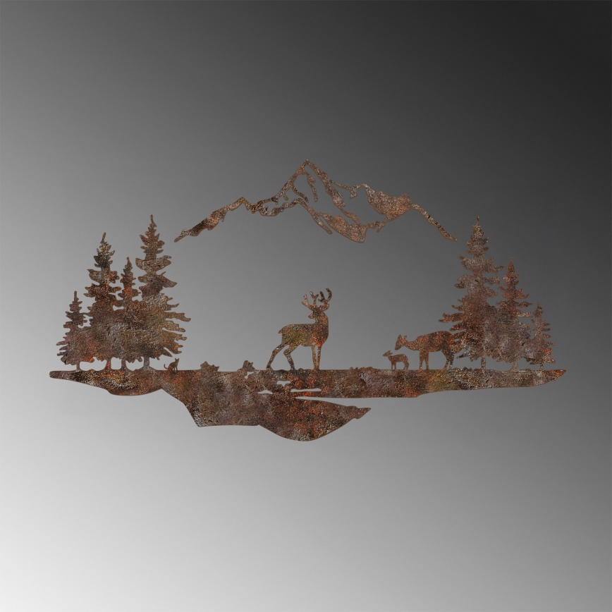 Zidna dekoracija, 2 kom., 70x38 cm, jelen, metal/braon