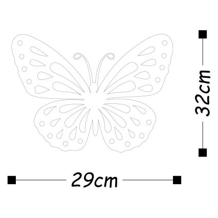 Zidna dekoracija 32x29 cm metalni leptir