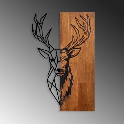 Zidna dekoracija 36x58 cm, jelen, drvo/metal