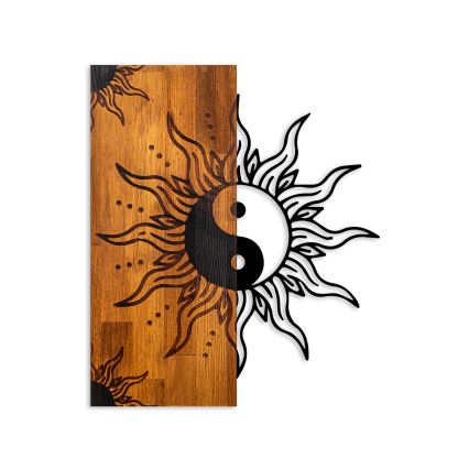 Zidna dekoracija 50x58 cm jin-jang drvo/metal