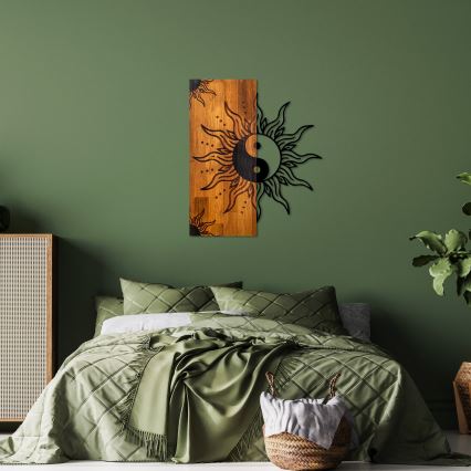 Zidna dekoracija 50x58 cm jin-jang drvo/metal