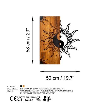 Zidna dekoracija 50x58 cm jin-jang drvo/metal