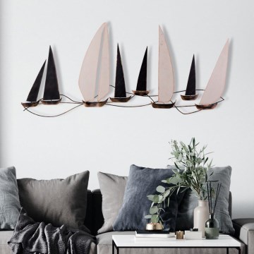 Zidna dekoracija 52x117 cm, jedrilica od metala