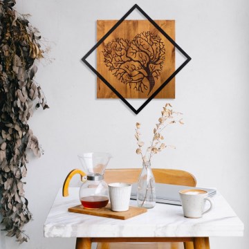 Zidna dekoracija 54x54 cm, stablo, drvo/metal