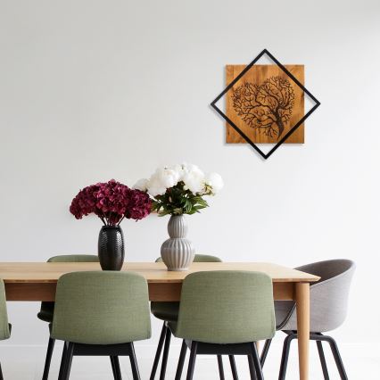 Zidna dekoracija 54x54 cm, stablo, drvo/metal