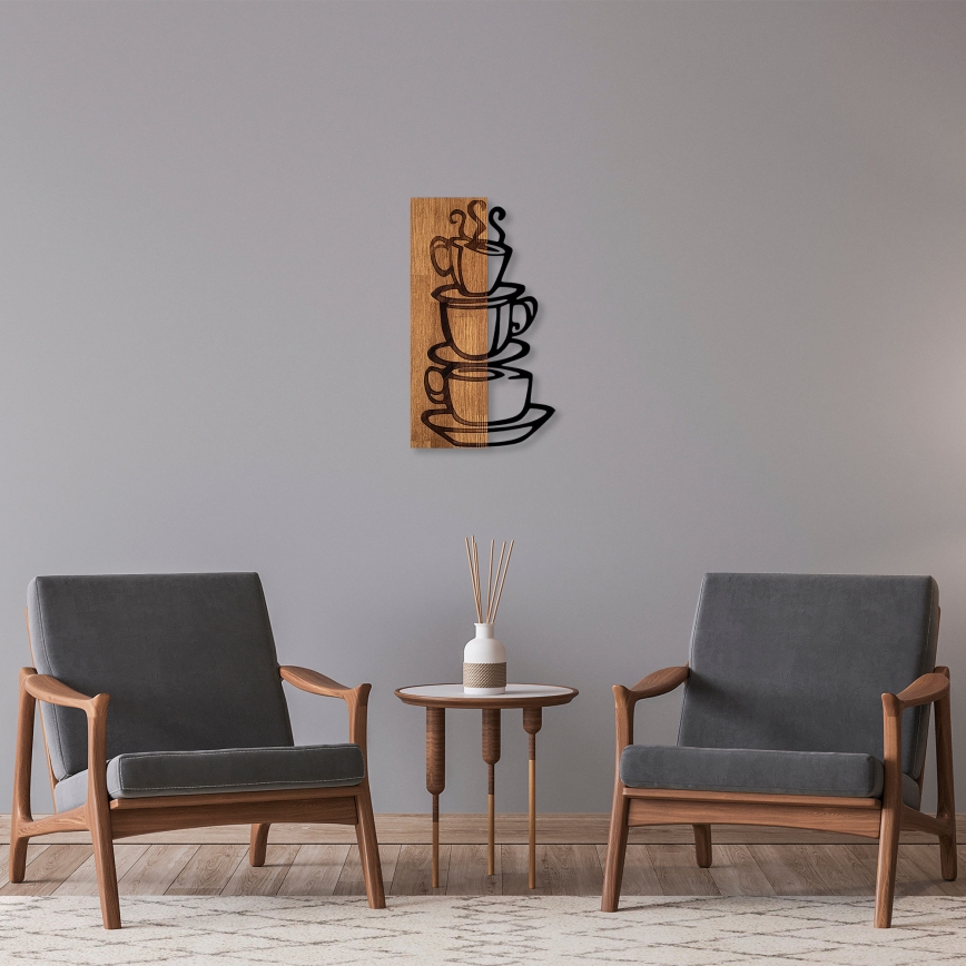 Zidna dekoracija 58x34 cm šolje drvo/metal