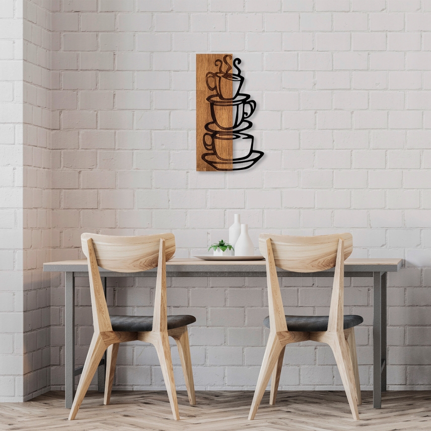 Zidna dekoracija 58x34 cm šolje drvo/metal