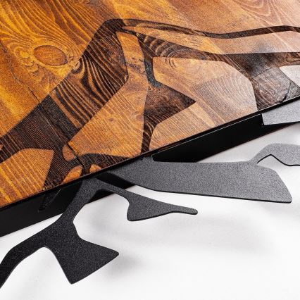 Zidna dekoracija 58x36 cm – motiv planina, drvo/metal