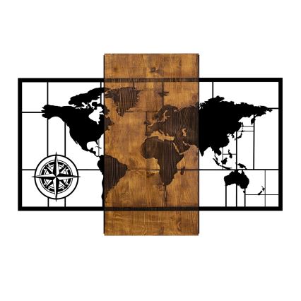 Zidna dekoracija 58x85 cm, mapa, drvo/metal