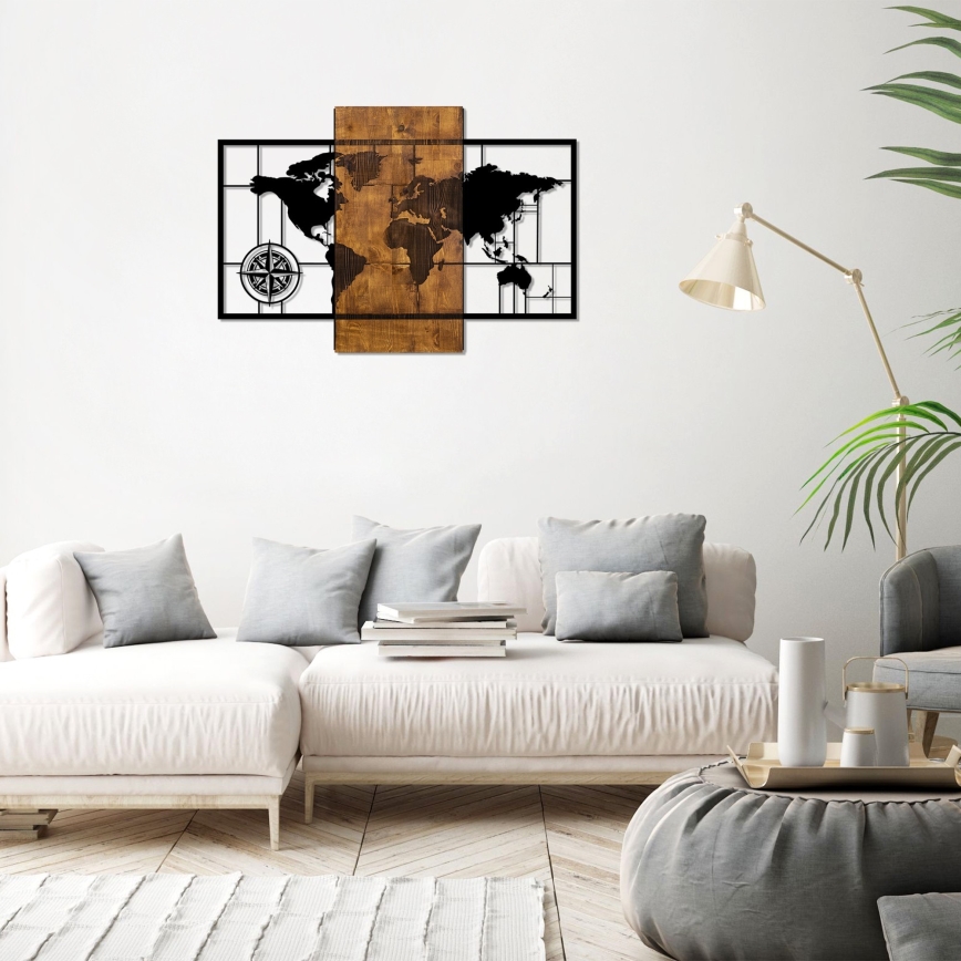 Zidna dekoracija 58x85 cm, mapa, drvo/metal