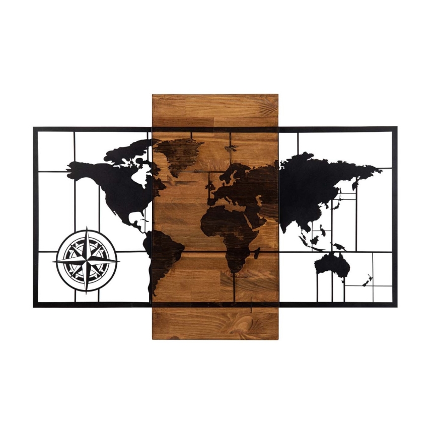 Zidna dekoracija 58x85 cm mapa drvo/metal