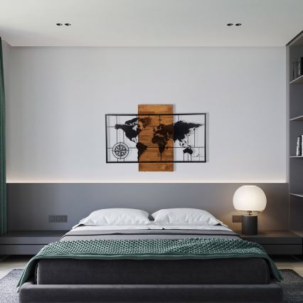 Zidna dekoracija 58x85 cm mapa drvo/metal