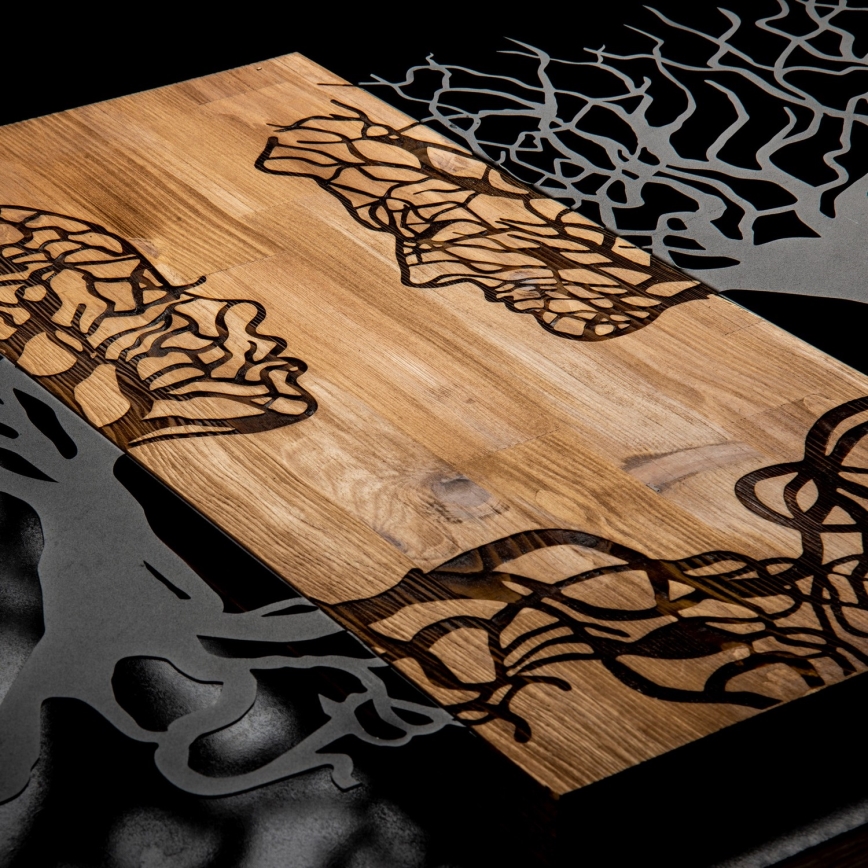 Zidna dekoracija 58x92 cm Stablo života drvo/metal