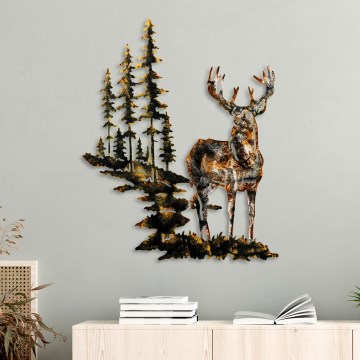 Zidna dekoracija 65x79 cm jelen od metala