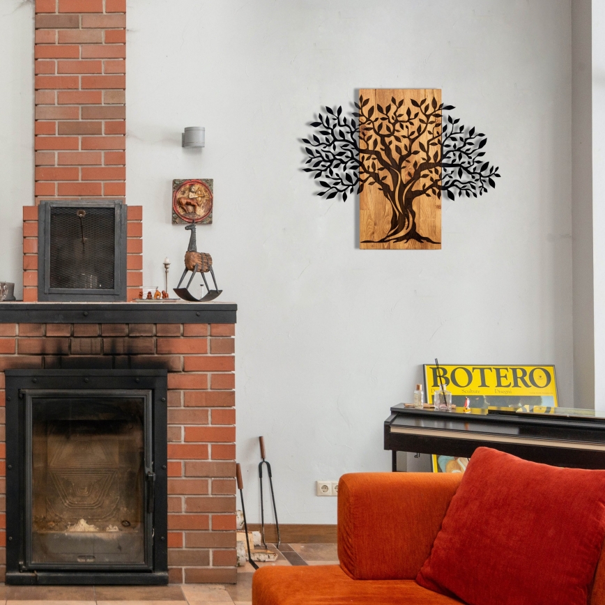 Zidna dekoracija 72x58 cm — stablo, drvo/metal