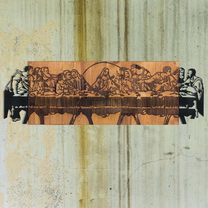 Zidna dekoracija 76,5x24,5 cm Poslednja večera drvo/metal