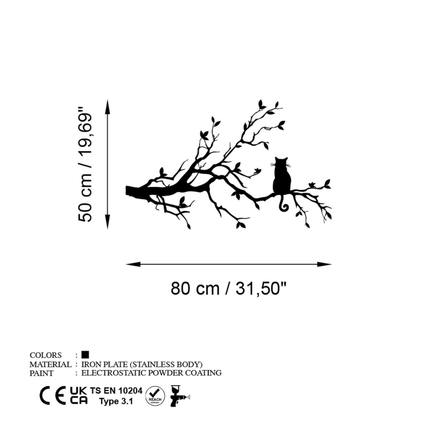 Zidna dekoracija 80x50 cm metalna grana