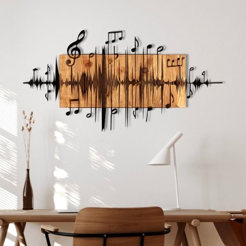 Zidna dekoracija 90x47 cm muzičke note drvo/metal