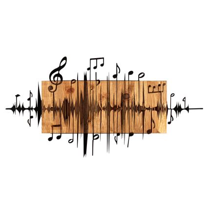 Zidna dekoracija 90x47 cm muzičke note drvo/metal