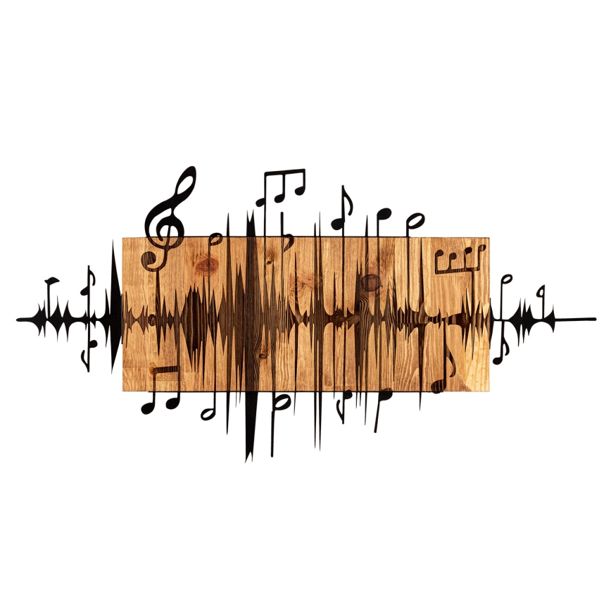 Zidna dekoracija 90x47 cm muzičke note drvo/metal