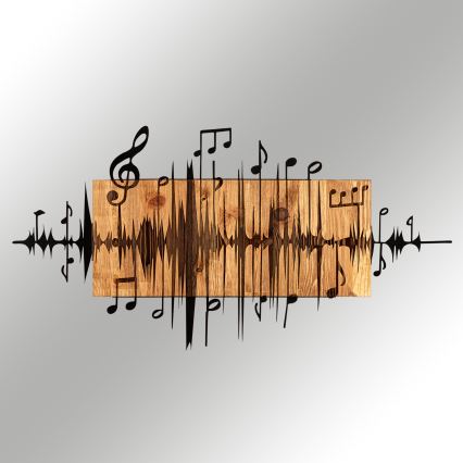 Zidna dekoracija 90x47 cm muzičke note drvo/metal